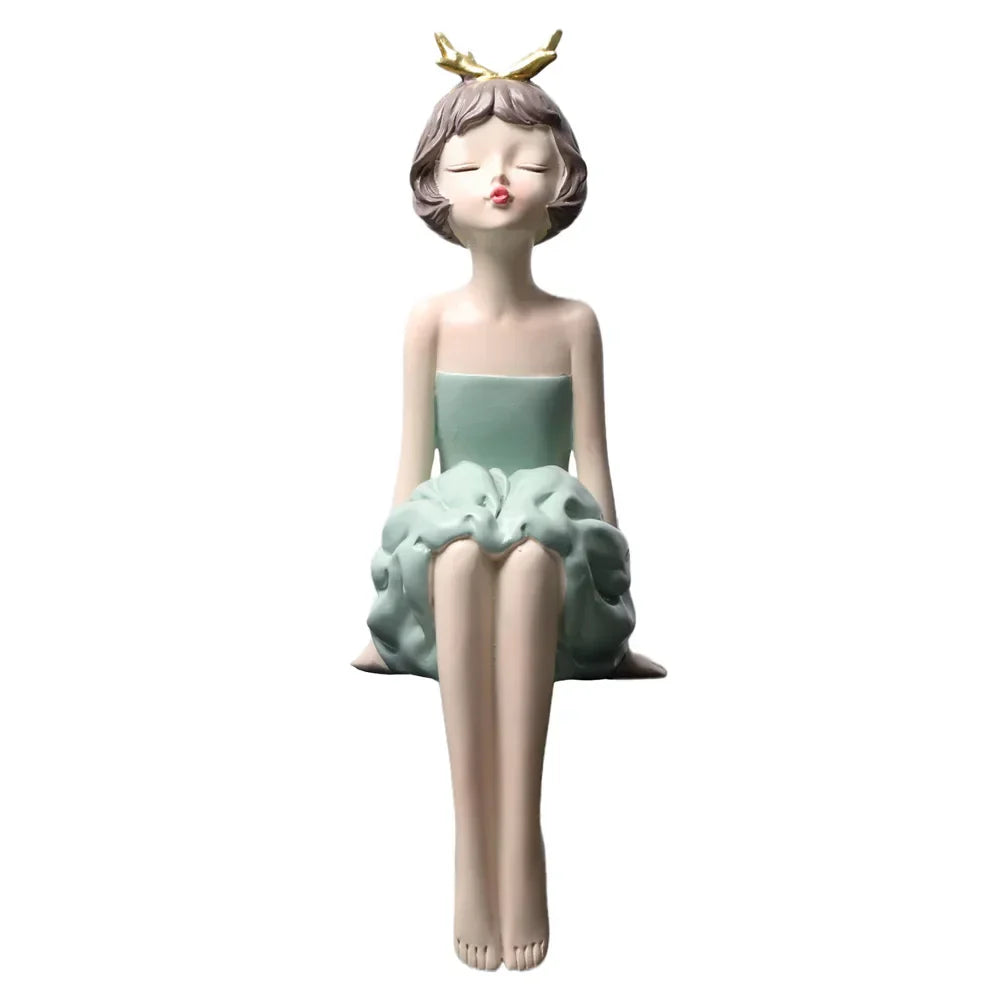 Decorbites™ Schleifenmädchen-Figur: Moderne nordische Charakterskulptur mit Aufbewahrungsbox