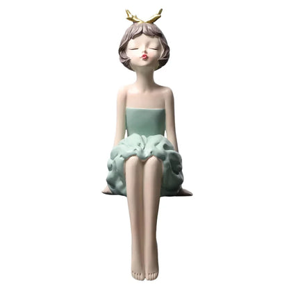 Decorbites™ Schleifenmädchen-Figur: Moderne nordische Charakterskulptur mit Aufbewahrungsbox