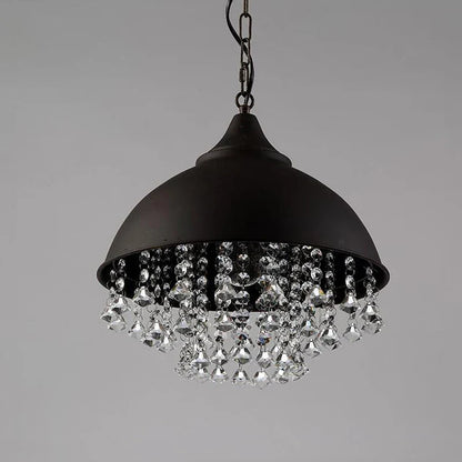 Decorbites™ Industrielle Schwarzeisen-Kristall-Kronleuchter Vintage-Pendant-Deckenleuchte für Restaurant, Café, Küche