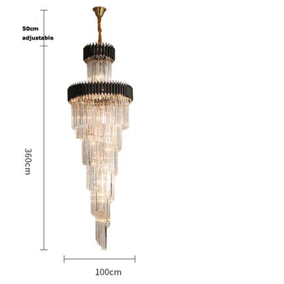 Decorbites™ Kristall-Schwarz-Klar-LED-Kronleuchter-Beleuchtung für Treppenhaus und Eingangshalle