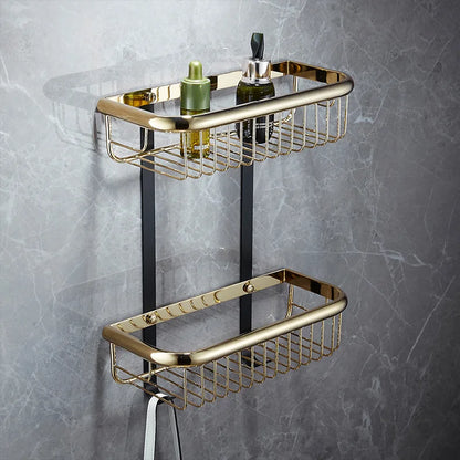 Decorbites™ Gold & Schwarz Eckregal: Messing-Badregale für stilvollen Stauraum