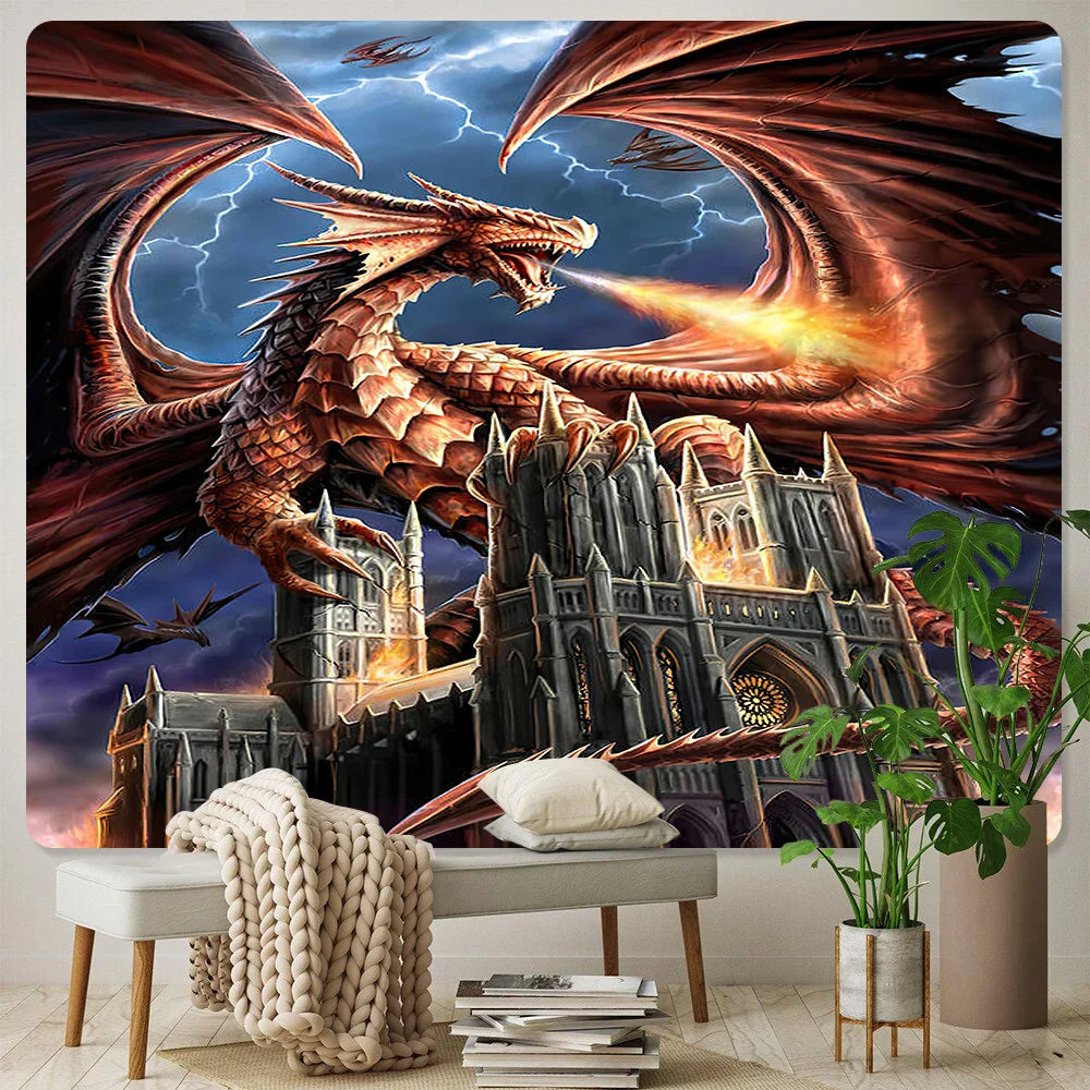 DecorBites™ Dragon Psychedelic Art Tapestry for Home Decoration and Sofa Blanket