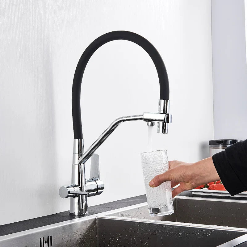 Decorbites™ Zweispülfilter-Mischbatterie mit 360° Drehung für Wasserreinigung Küchenarmatur