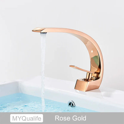 Decorbites™ Gebürsteter Gold Waschbeckenarmatur, Aufsatz-Waschbeckenmischer für das Badezimmer