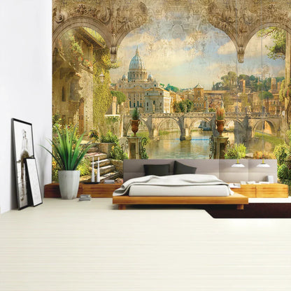 Decorbites™ Grüne Pflanzenlandschaft Wandteppich | Boho Wandbehang für Stadt Schlossberg