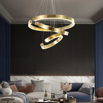 Decorbites™ LED-Kronleuchter: Rundes Ringe-Muster, Gold, modernes Design für Wohnzimmer, Esszimmer, Schlafzimmer, Küche.
