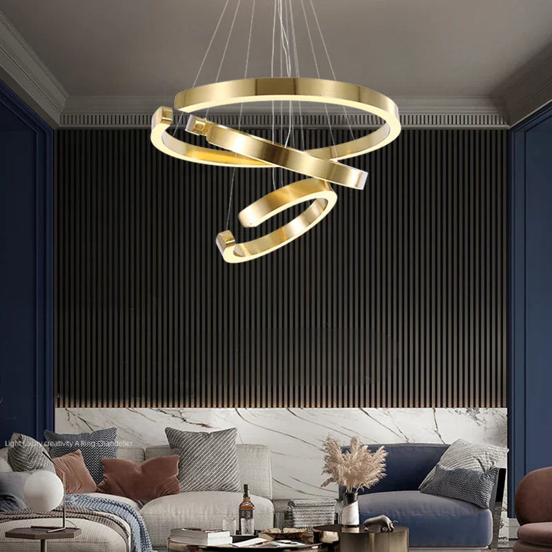 Gold Ring LED Chandelier 80cm 90W Circular