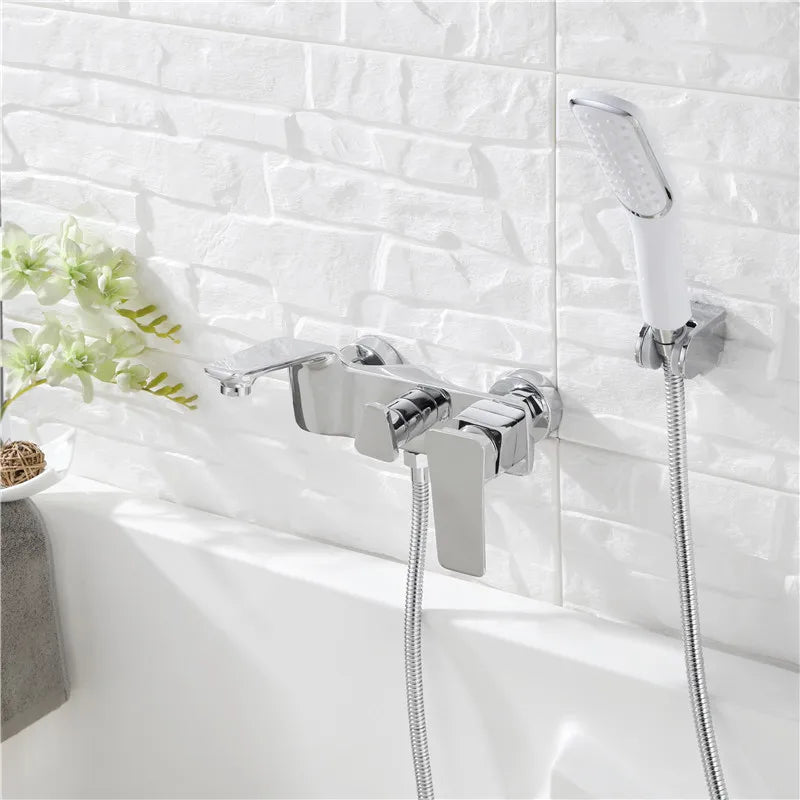 Gold White Wall Faucet