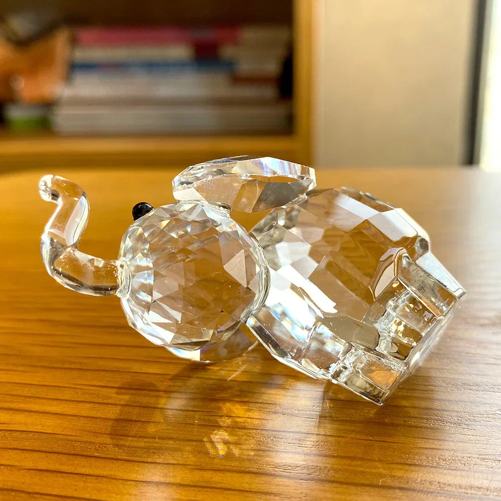 DecorBites™ Clear Glass Elephant Figurine Cute Animal Ornament Collectible Home Decor