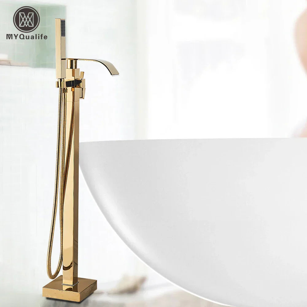 Decorbites™ Gold freistehender Badewannenarmatur mit Handbrause