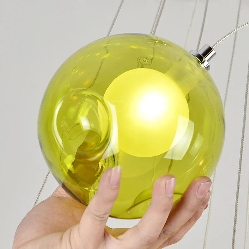 Decorbites™ Klar-Glas-Lüster mit bunten Wandlampen, LED-Hängeleuchte für Wohnzimmer und Kinderzimmer