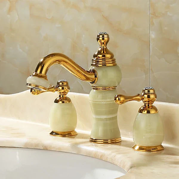 Gold Jade Basin Faucet With Double Handles