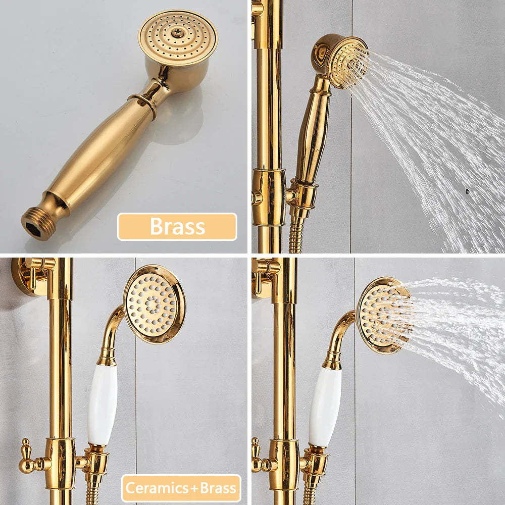 Gold Brass Tub Faucet Set