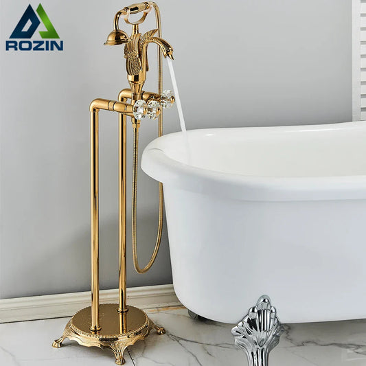 Decorbites™ Golden Bird Freistehender Badewannenarmatur mit Dual-Kristallgriffen