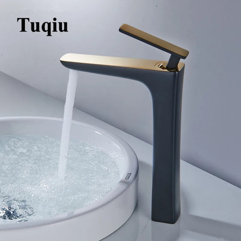 Decorbites™ Waschtischarmatur: Schwarz/Weiß Messing-Mischbatterie, Badezimmer-Waschbecken-Wasserhahn, Warm & Kalt.
