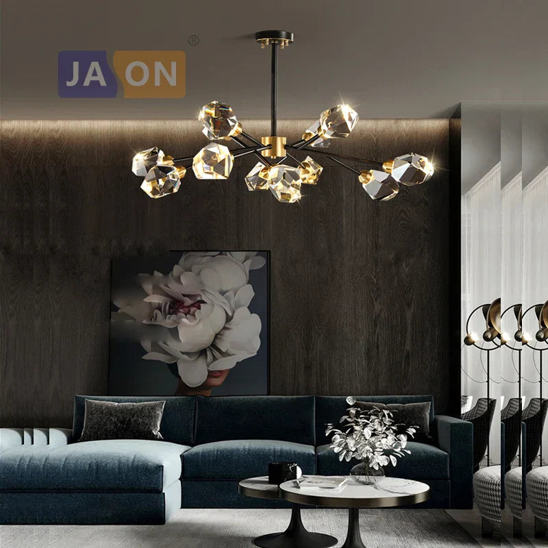 DecorBites™ Crystal Copper Chandelier Lighting for Dinning Room