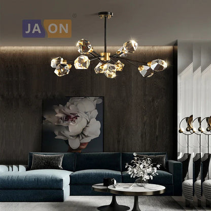 DecorBites™ Crystal Copper Black LED Chandelier for Dinning Room