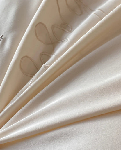 DecorBites™ French Princess 1000TC Cotton Bedding Set with Flowers Embroidery and Ruffles
