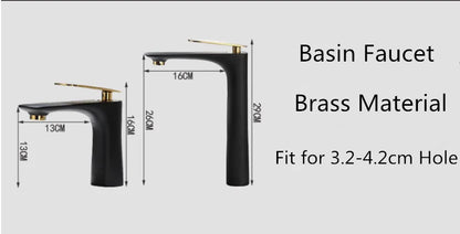 DecorBites™ Black & Gold Basin Faucet | Bathroom Sink Tap Hot Cold Mixer Tap