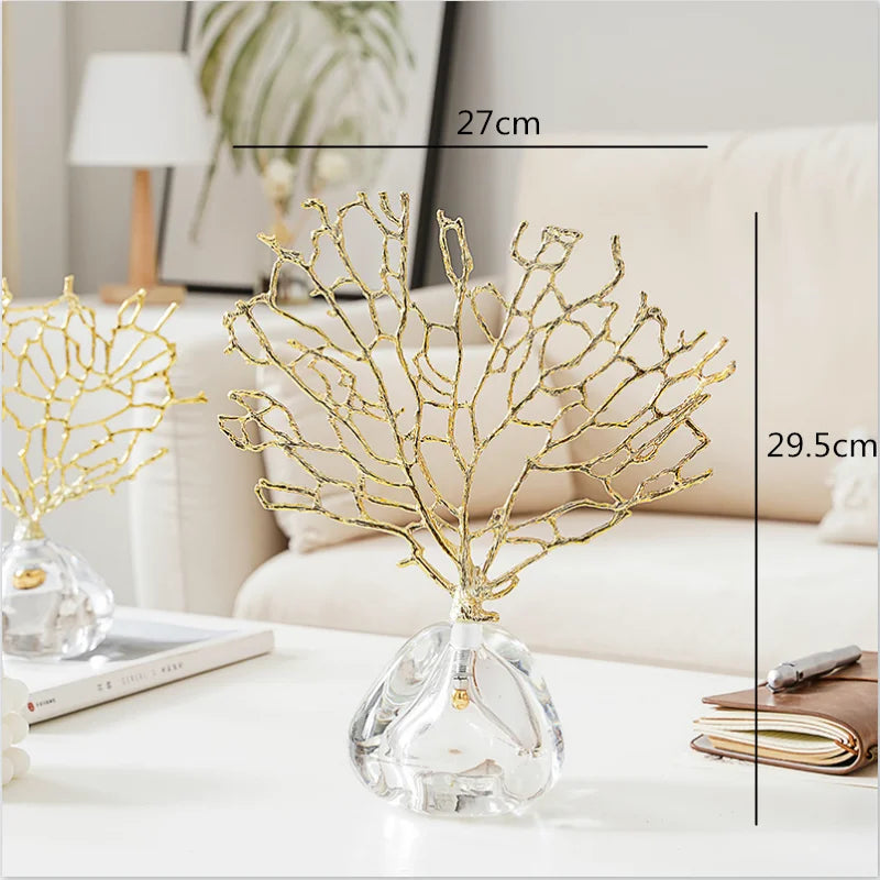 Decorbites™ Kristall-Metall-Goldene-Korallen-Handwerkskunst Heimdekoration für modernen Wohnraum
