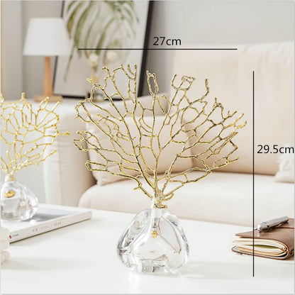 Decorbites™ Kristall-Metall-Goldene-Korallen-Handwerkskunst Heimdekoration für modernen Wohnraum