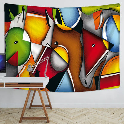 Decorbites™ Pferde-Teppich Wandbehang Buntes Cartoon Dekoration für Kinderzimmer