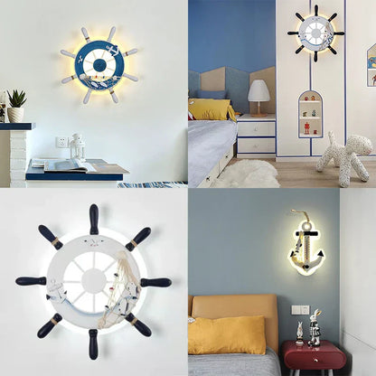 DecorBites™ Kids LED Ship Rudder Wall Light - Mediterranean Decor Ocean Theme