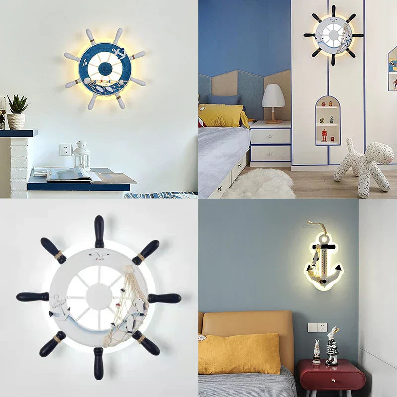 Decorbites™ Kinder-LED-Schiffssteuerrad-Wandleuchte - Mittelmeer-Dekor Ozeanthema