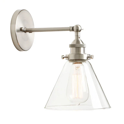 DecorBites™ Funnel Glass Shade Wall Sconce Light Fixture - Modern Metal Lamp for Bedroom, Bathroom