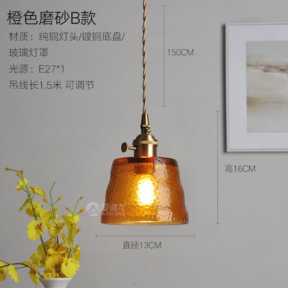 Decorbites™ Grüne Glas-LED-Hängeleuchte - Japanischer Stil Nordisch Kupfer Hängelampe