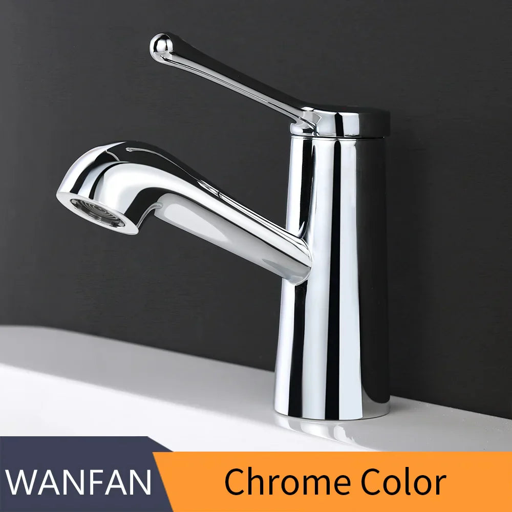 DecorBites™ Gold Waterfall Basin Faucet Mixer Tap Modern Single Hole Cold Hot Water