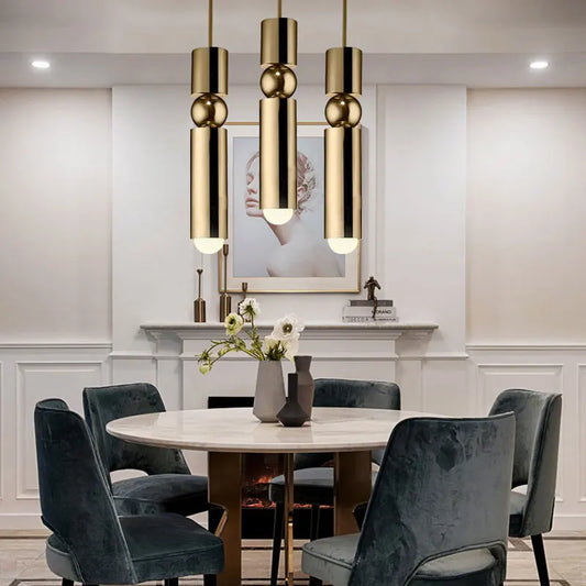 DecorBites™ Goldene Zylinderrohr-LED-Pendelleuchte – Modernes nordisches Design