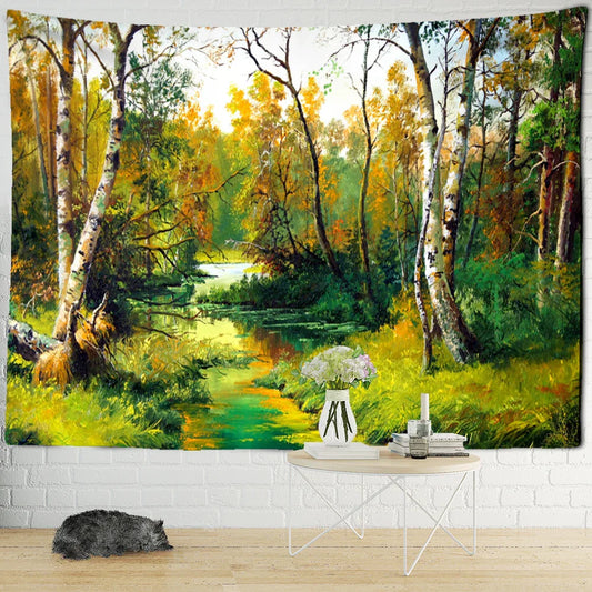 Decorbites™ Waldgobelin - 3D-gedrucktes Polyester-Wandbild für bohemienhafte Heimdekoration