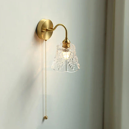 DecorBites™ Glass LED Bathroom Mirror Light Pull Chain Copper Wall Sconce