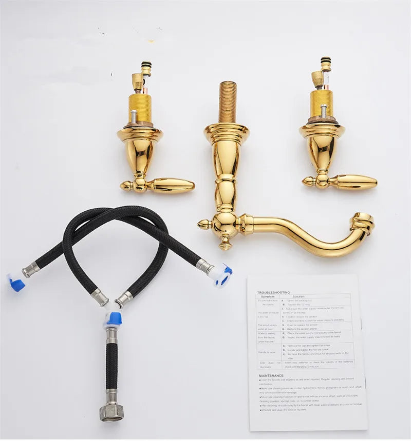 Gold Widespread Bathroom Faucet