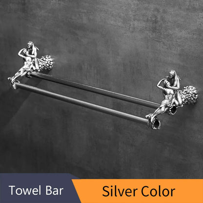 Decorbites™ Doppeltuchstangen: Gold/Silber Badezimmertuchhalter, Wandmontiert Messing