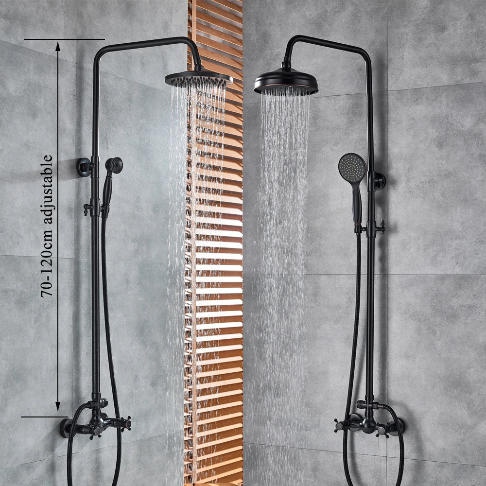 Decorbites™ Schwarze Bronze Duschauslauf-Set mit 8" Regendusche & Handbrause