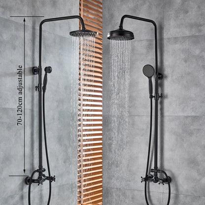 Decorbites™ Schwarze Bronze Duschauslauf-Set mit 8" Regendusche & Handbrause