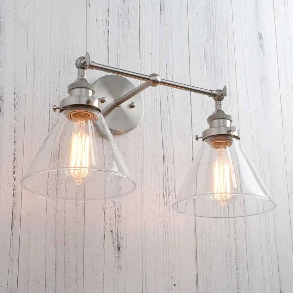 Decorbites™ Trichter-Glas-Metall-Wandleuchte mit Doppellampenkopf Wandarmatur