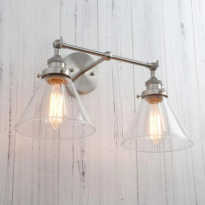 Decorbites™ Trichter-Glas-Metall-Wandleuchte mit Doppellampenkopf Wandarmatur
