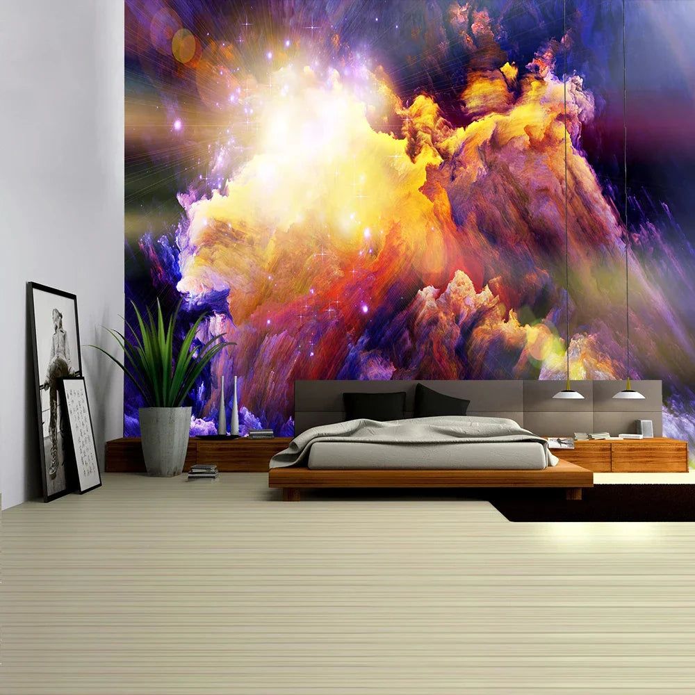 Decorbites™ Galaktisches psychedelisches Weltraum-Gobelin als Wandbehang für hochwertige Boho-Dekoration