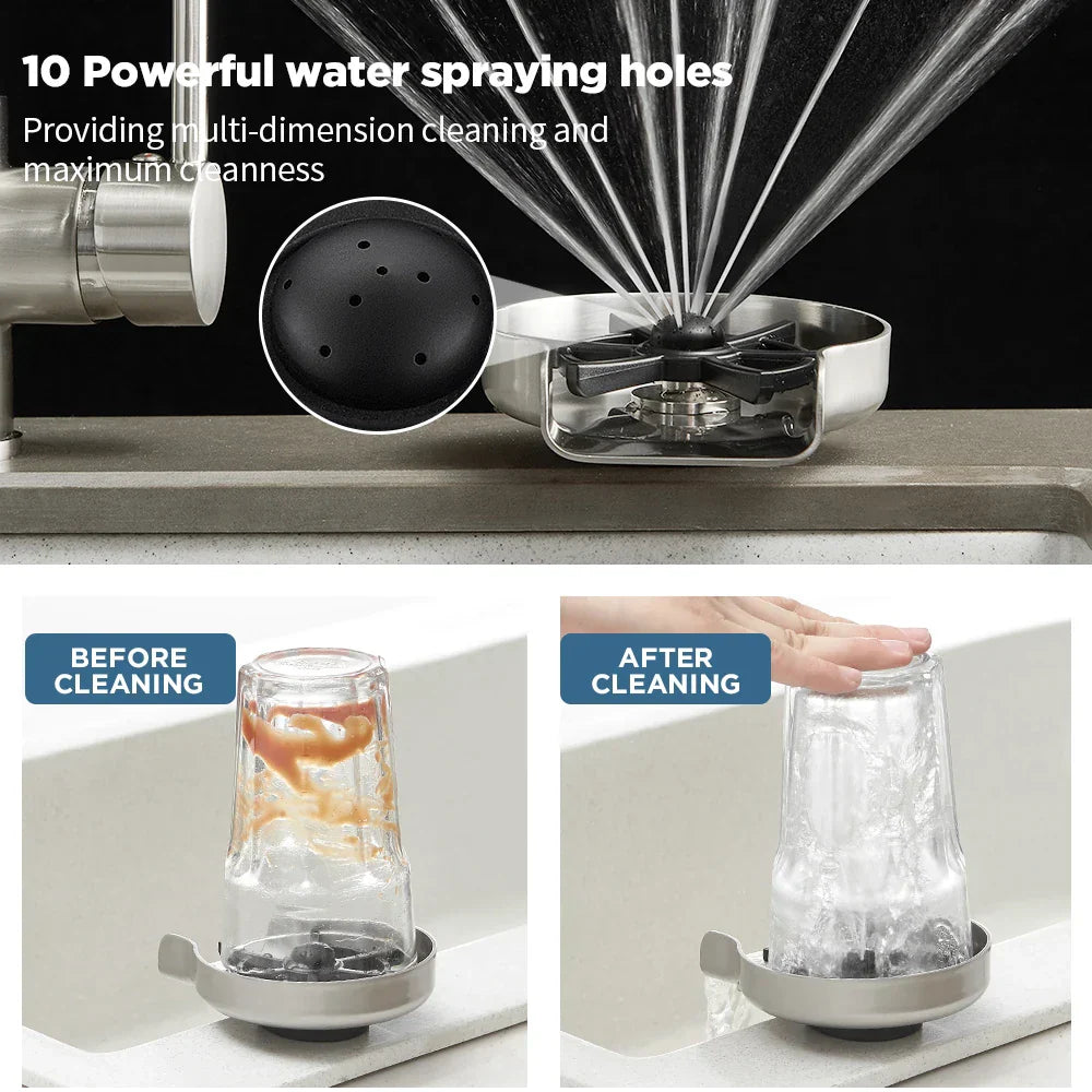 DecorBites™ Glass Rinser: Automatic Cup Washer for Home Bar Coffee Pitcher - Kitchen Tool