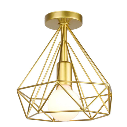 DecorBites™ Iron Cage Ceiling Lamp: Modern Nordic LED Light Fixture for Kitchen, Living Room, Bedroom