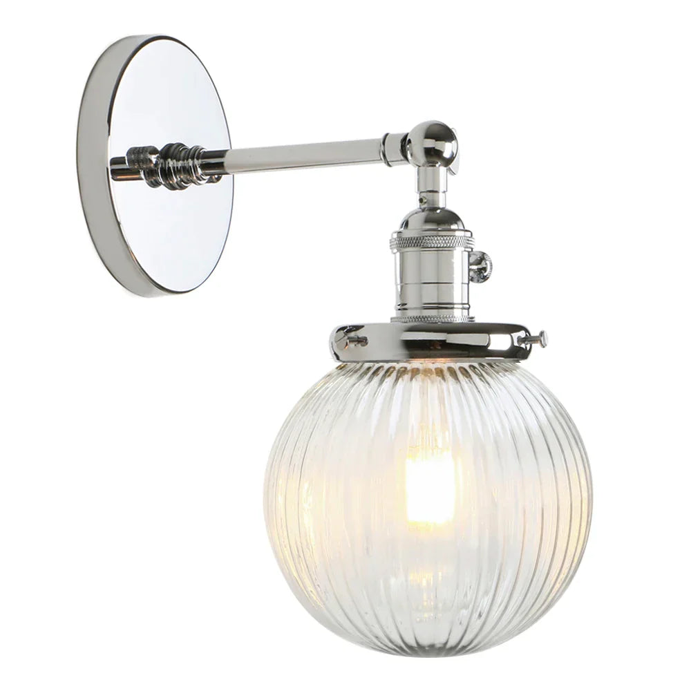 DecorBites™ Industrial Ribbed Glass Wall Sconces for Kitchen Living Room Bedroom