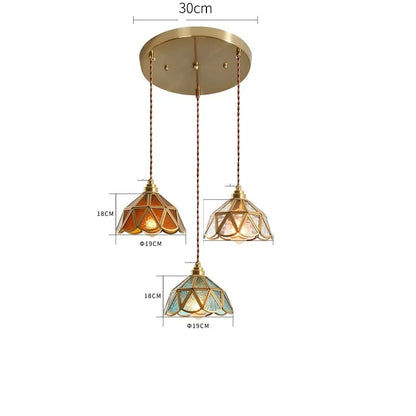 Decorbites™ Japanisches Vintage-Glas-Kupfer-LED-Pendant-Lampenleuchte für Schlafzimmer, Bar, Café