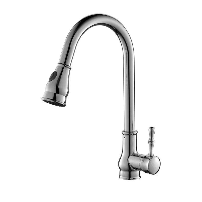 DecorBites™ Gold Kitchen Faucet Pull Out Swivel Water Mixer Tap Single Handle Sink