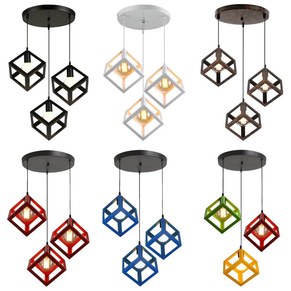 Decorbites™ Geometrische Würfel-Pendantleuchten-Trio mit Metall-Schirmen Quadratische Deckenlampen