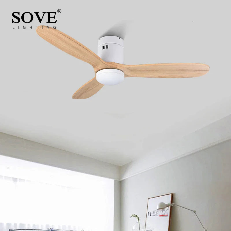 Decorbites™ 48" Deckenventilator aus braunem Holz mit Licht, Fernbedienung, Vintage-Retro-Stil
