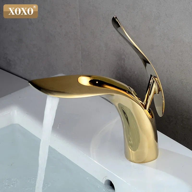 Gold Single Handle Faucet Contemporary Design