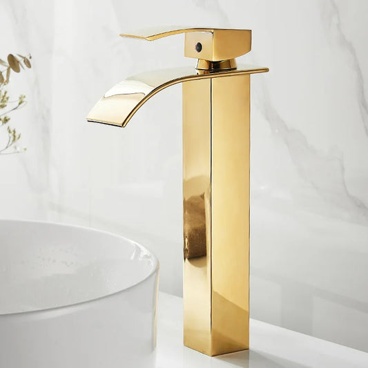 Decorbites™ Gold Wasserfall Beckenarmatur, deckenmontierter Mischbatterie für Badezimmerwaschbecken